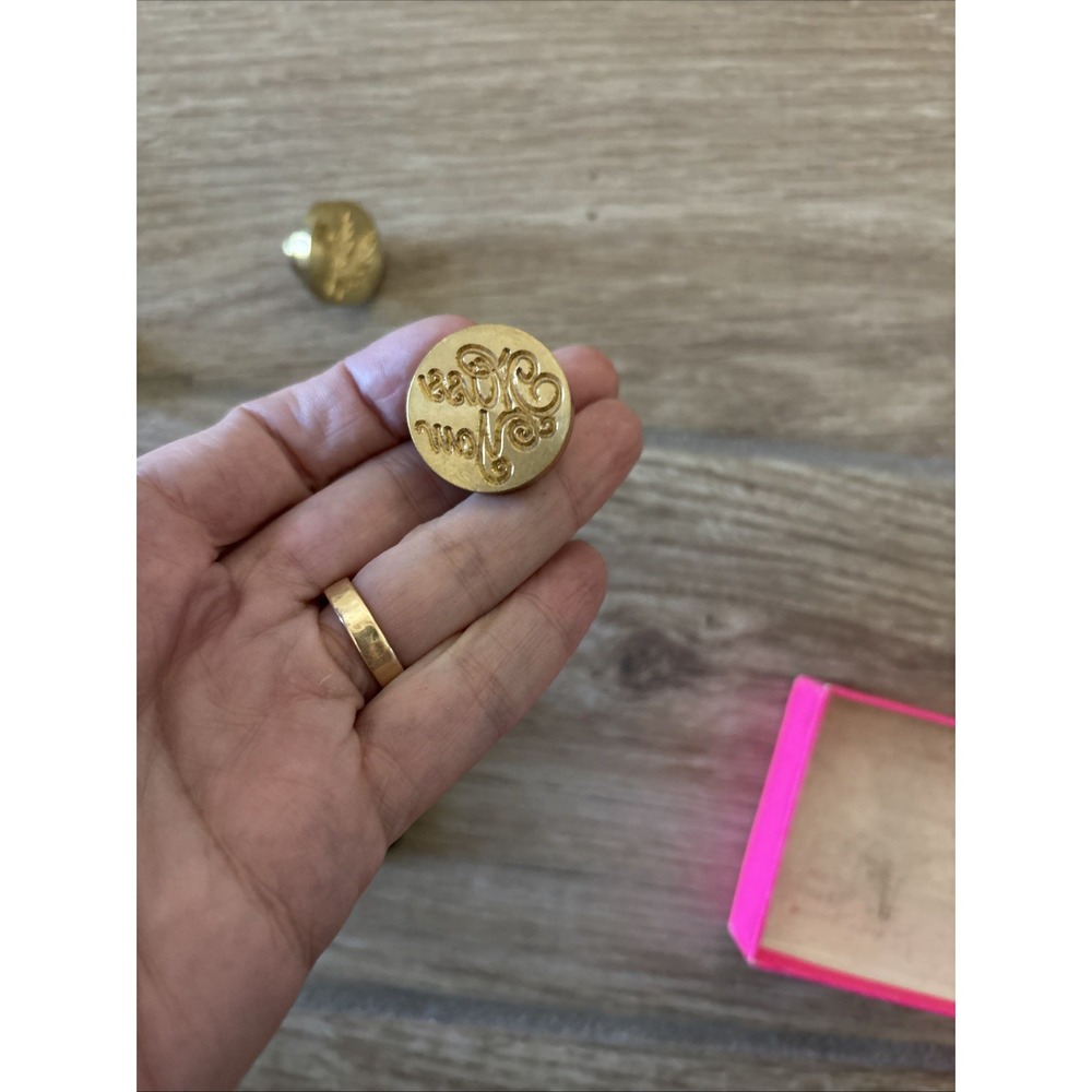 Brass wax seal stamp wooden handle six designs Flowers and leaves w/ Wax Candles - Picture 7 of 9